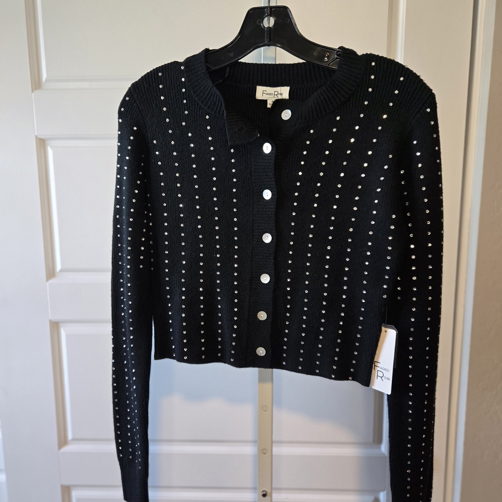 Romeo & Juliet Couture Black Sweater with Silver Details